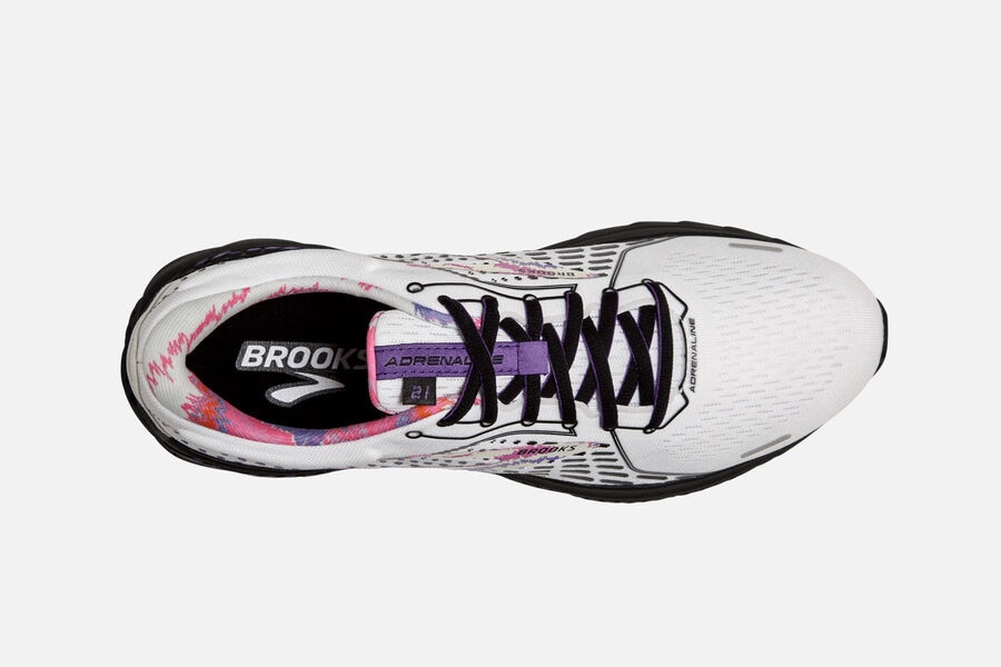 Brooks Adrenaline GTS 21 Road Running Shoes Mens White/Black/Purple 321654-JIS